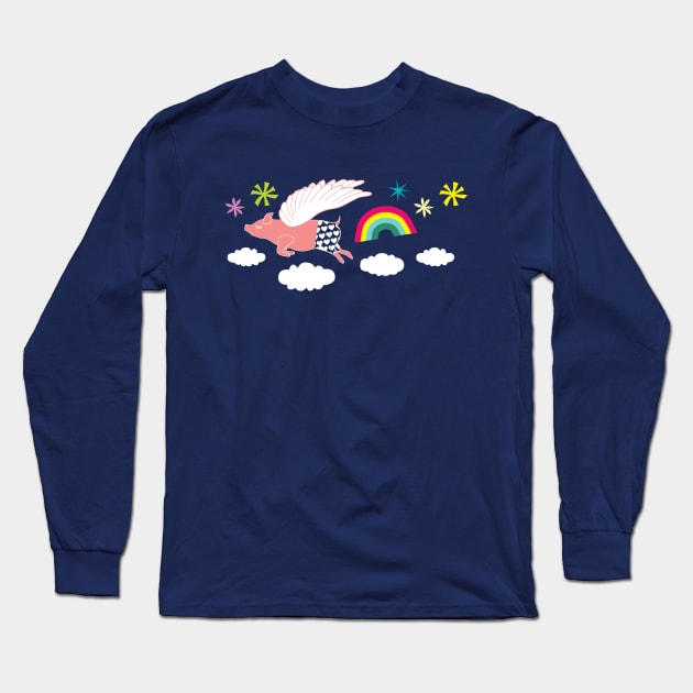 When Pigs Fly Long Sleeve T-Shirt by littleoddforest